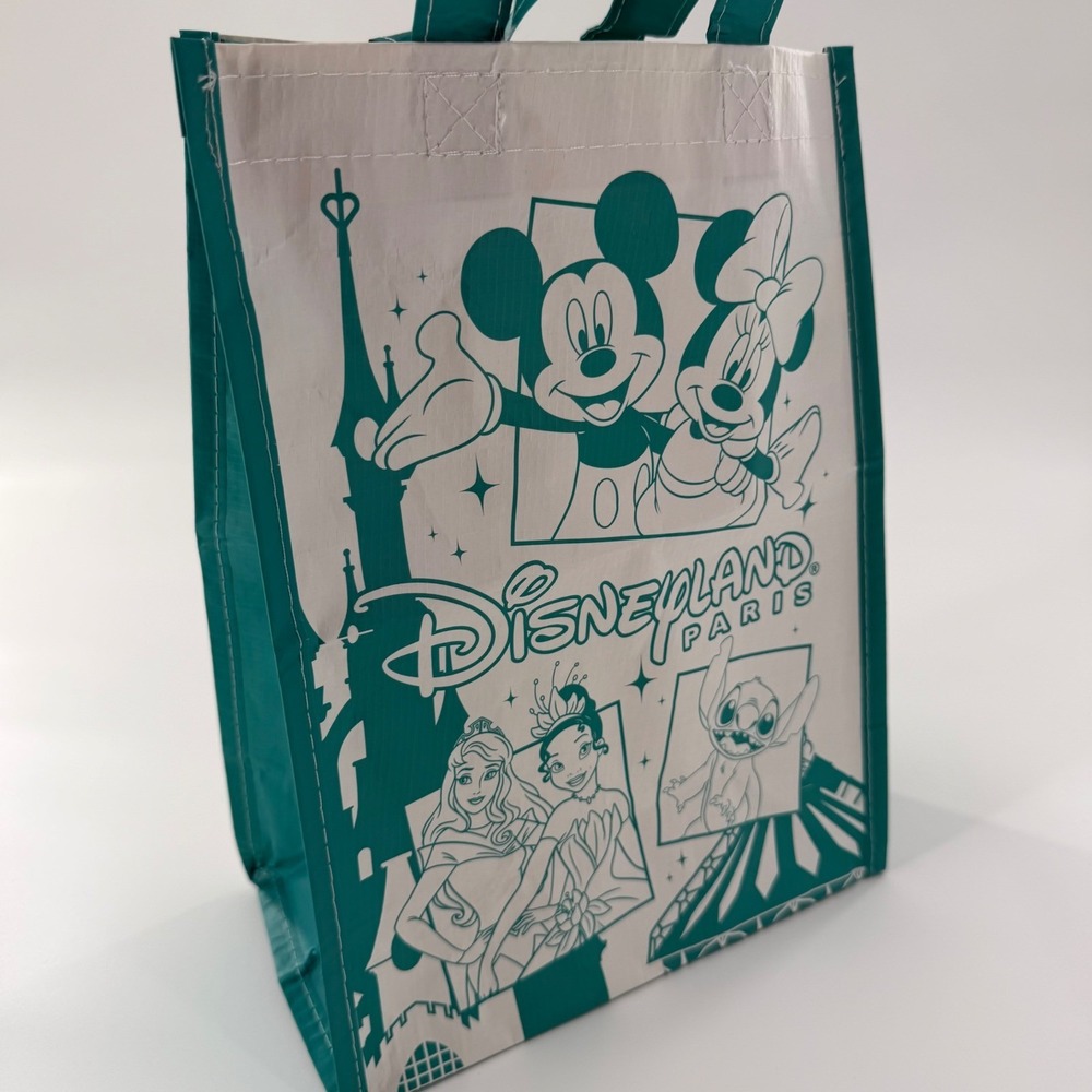 Disneyland Paris Green Reusable Shopping Tote Bag Mickey Stitch Buzz Spider-Man